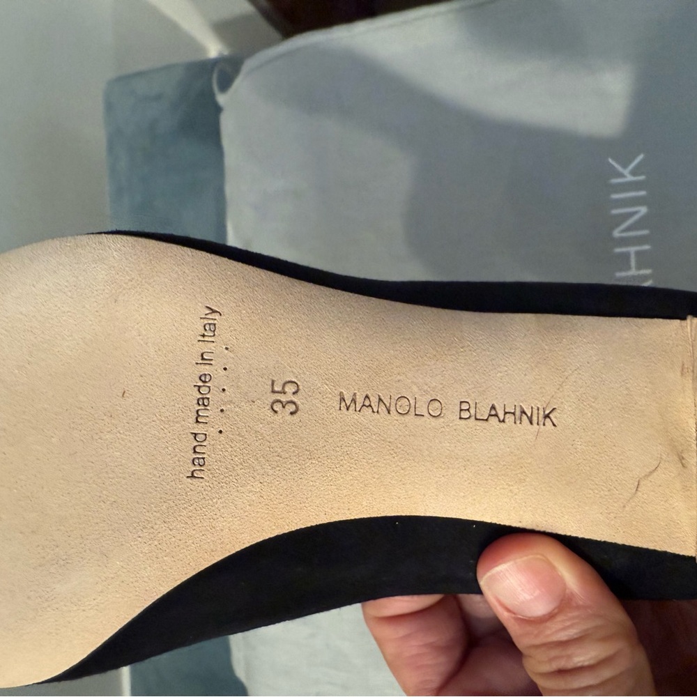 NEW Manolo Blahnik Okkatopla Black Suede Heels – Size 35 ✨ - Picture 7 of 12
